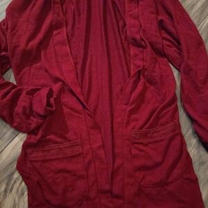 Maurices Red Open Front Cardigan